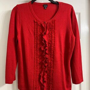 Rafaella Women's Red Button-down Sweater, Size L